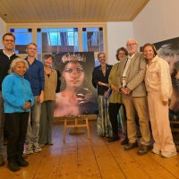 Eba Veltkamp, wethouder Castelein, Herman Weelink,  Rodrigo Maori en de Cultuurfonds Hattem bestuursleden Ilonka Stoppelenburg, Mariëlle Karsing, Angela van Erven en Dries Jonker